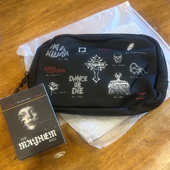 Lady Gaga Accessories - Lady Gaga The Chromatica/Mayhem Ball Black Logo Makeup Pouch